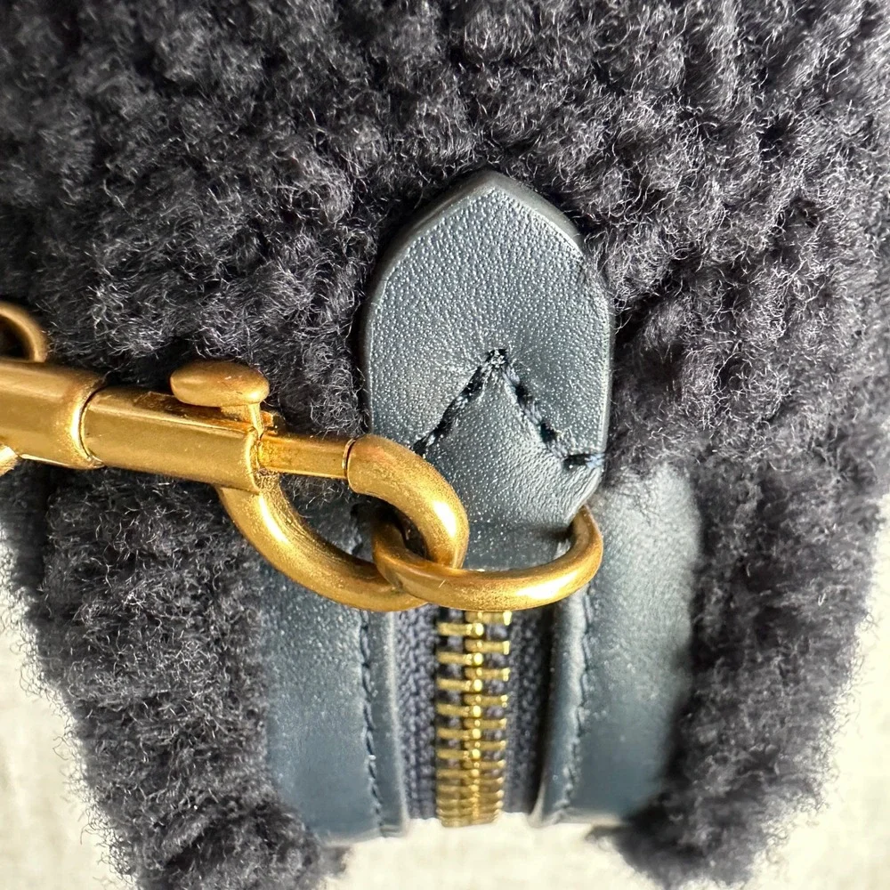 Anya Hindmarch Shearling Mini Eyes Crossbody Bag Black